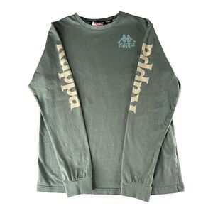 Kappa Mens Green Long Sleeve T-Shirt Size Small Pullover Shirt Vintage Rare‎